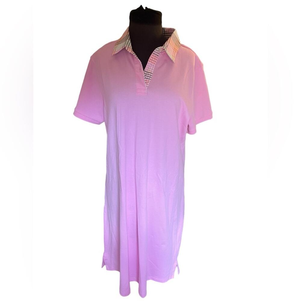 Y2K Coastal Preppy Tennis Prep Plaid Contrast Collared Polo Dress L Country Club